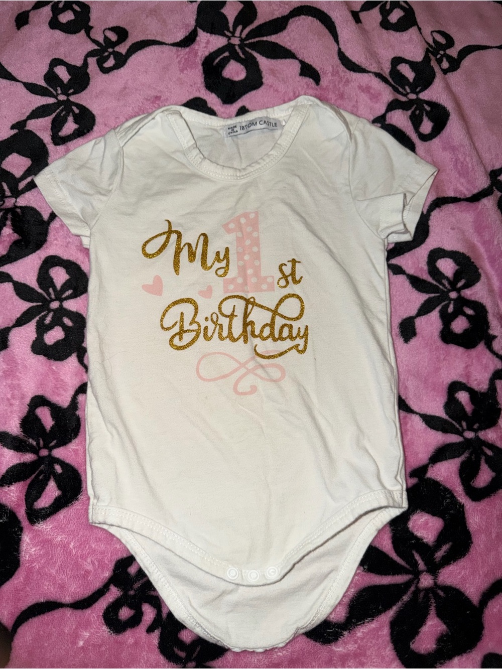 Baby Girls White "My 1st Birthday" Short Sleeve One-Piece Bodysuit